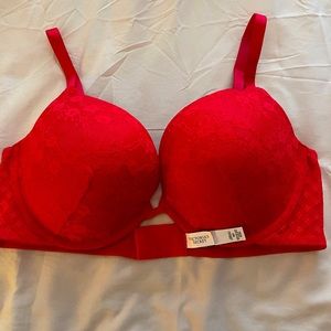 Victoria’s Secret Push Up Bra, 38D, Red Lace